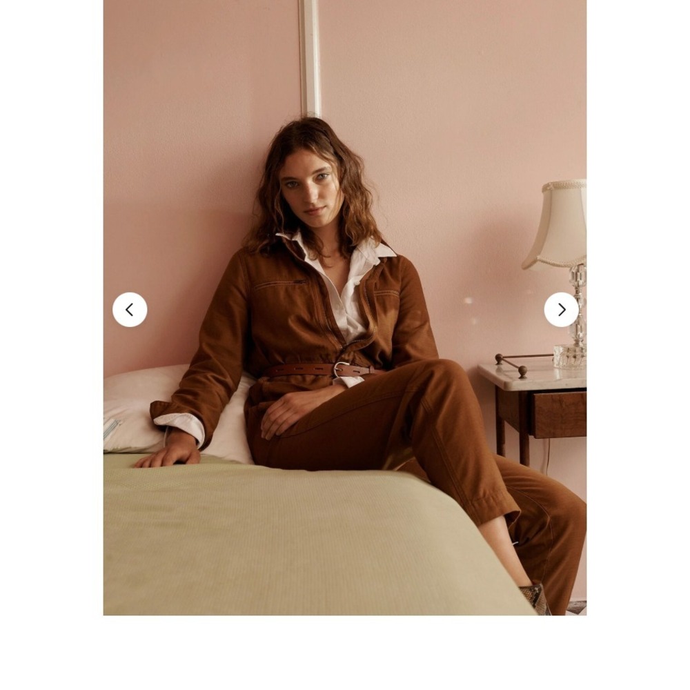 Madewell Zip Pocket Coverall‎ Jumpsuit Womens Small Chestnut Brown Cotton Twill